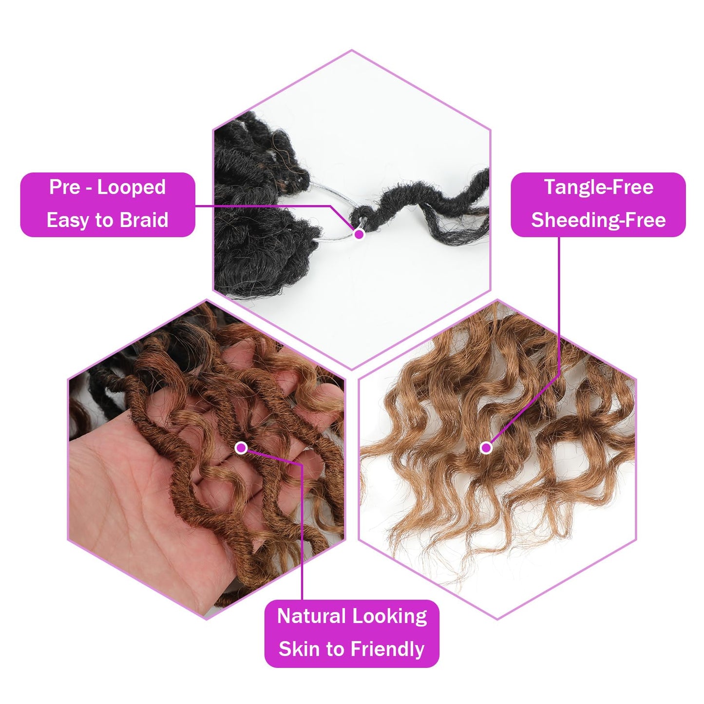Goddess Locs Crochet Hair 14Inch Pre Looped Faux Locs Crochet Hair with Curly Ends 8Packs Bohemian Crochet Braids Hair for Black Women1B/30/27
