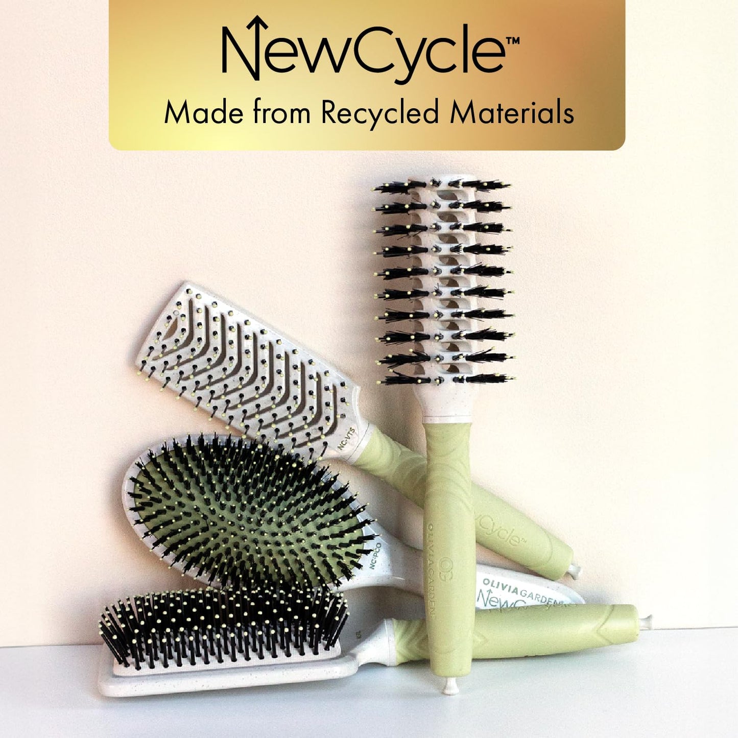 Olivia Garden NewCycle Professional Hair Brush is made from 100% recycled materials (except bristles and cushion), styles all hair types quickly and creates long lasting styles