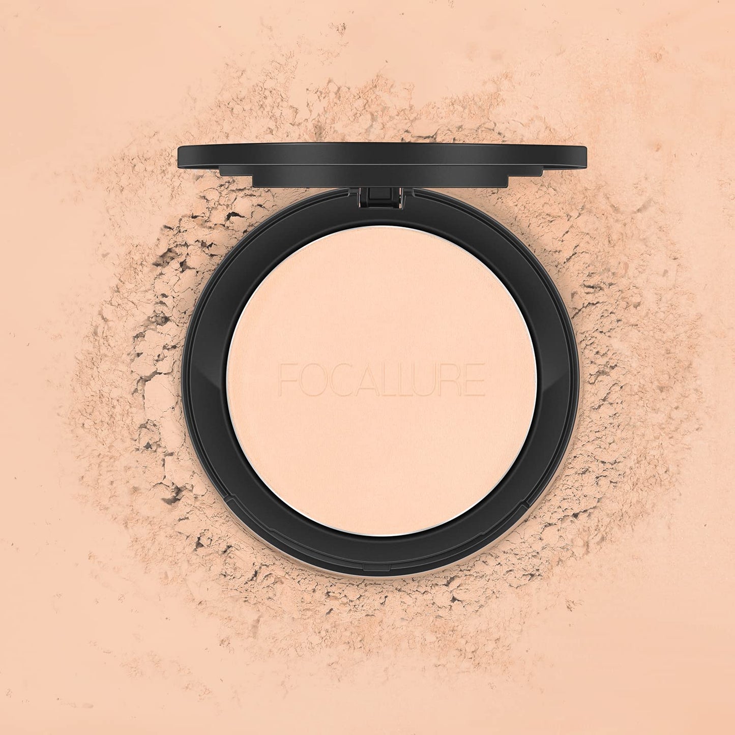 FOCALLURE Flawless Pressed Powder, Control Shine & Smooth Complexion, Pressed Setting Powder Foundation Makeup, Portable Face Powder Compact, Long-Lasting Matte Finish