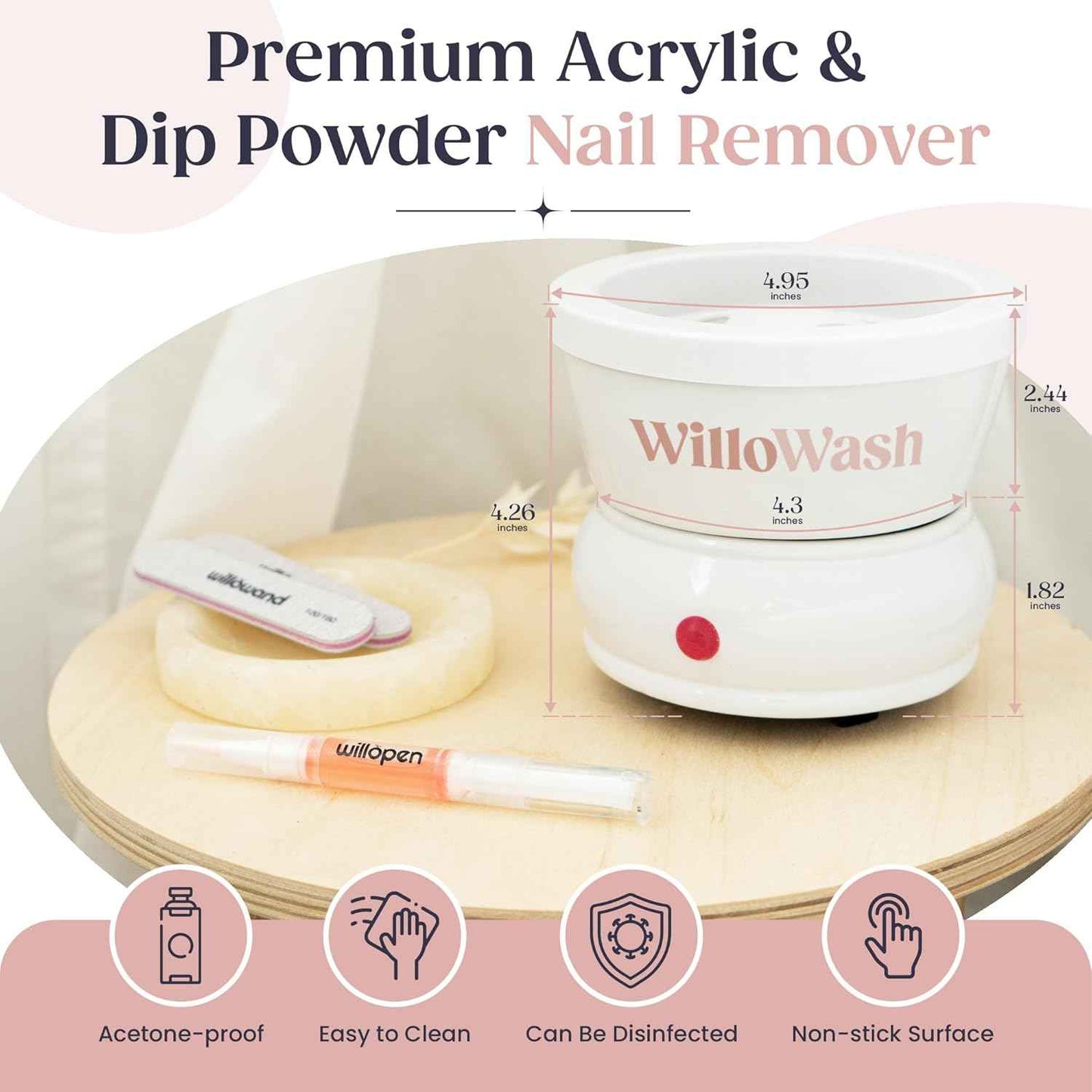 Willowash Electric Nail Soaking Bowl & Willopad Refills Bundle - Spa Quality Nail Care