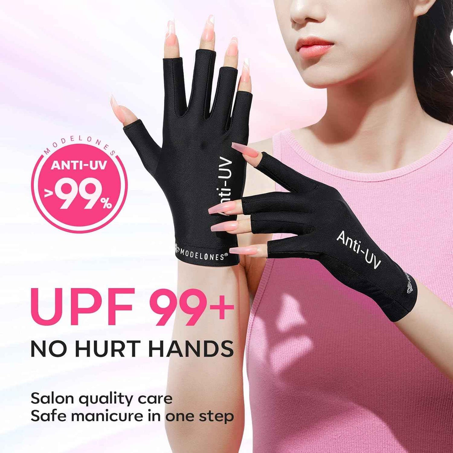 Sheer Pink Gel Nail Polish 15ML & 48W UV Nail Lamp Set with Gloves