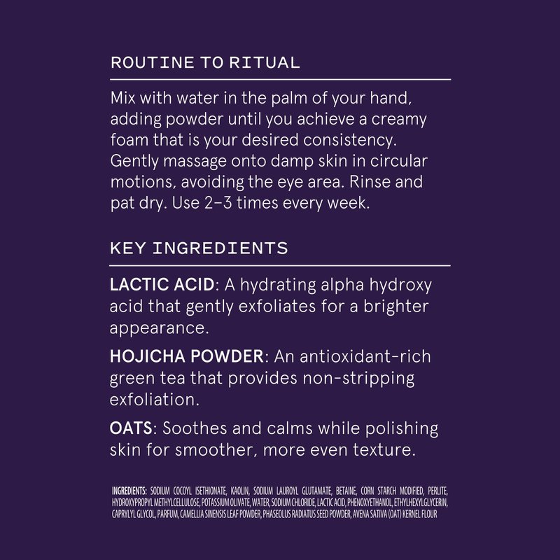 Keys Soulcare Be Luminous Exfoliating Powder, Gentle Foaming Exfoliator Buffs Away Dull Skin with Oats & Lactic Acid, Vegan, Cruelty-Free, 2.29 Oz