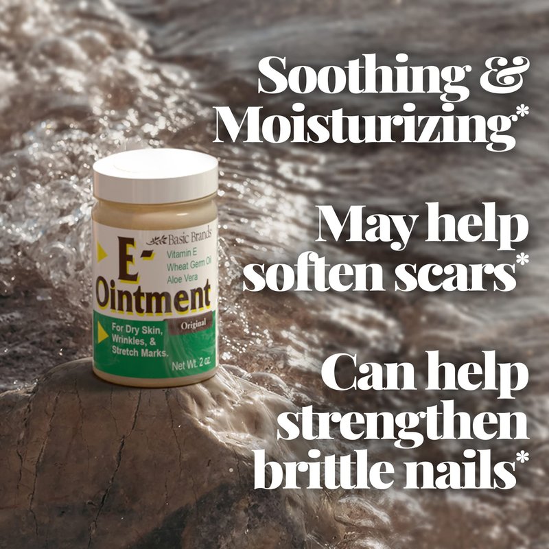 Basic Brands - Vitamin E Ointment - 2 oz - Moisture Enhancing - Can Help Reduce Appearance of Scars, Stretch Marks, Fine Lines & Wrinkles - 4-Pack