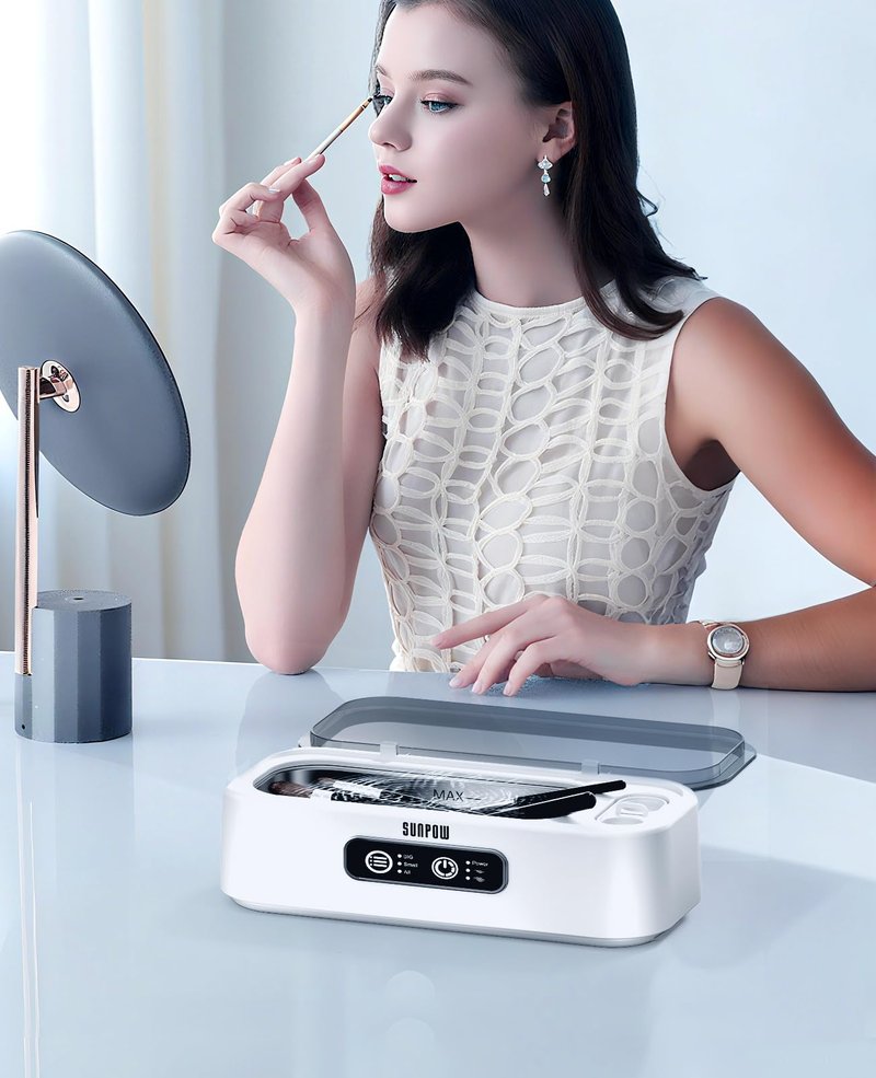 SUNPOW Ultrasonic Jewelry Cleaner Machine – Dual Frequency Dual Tank for Jewellery & Contact Lenses, 45kHz Sonic Jewellery Cleaner Machine, Deep Cleaning, Quiet