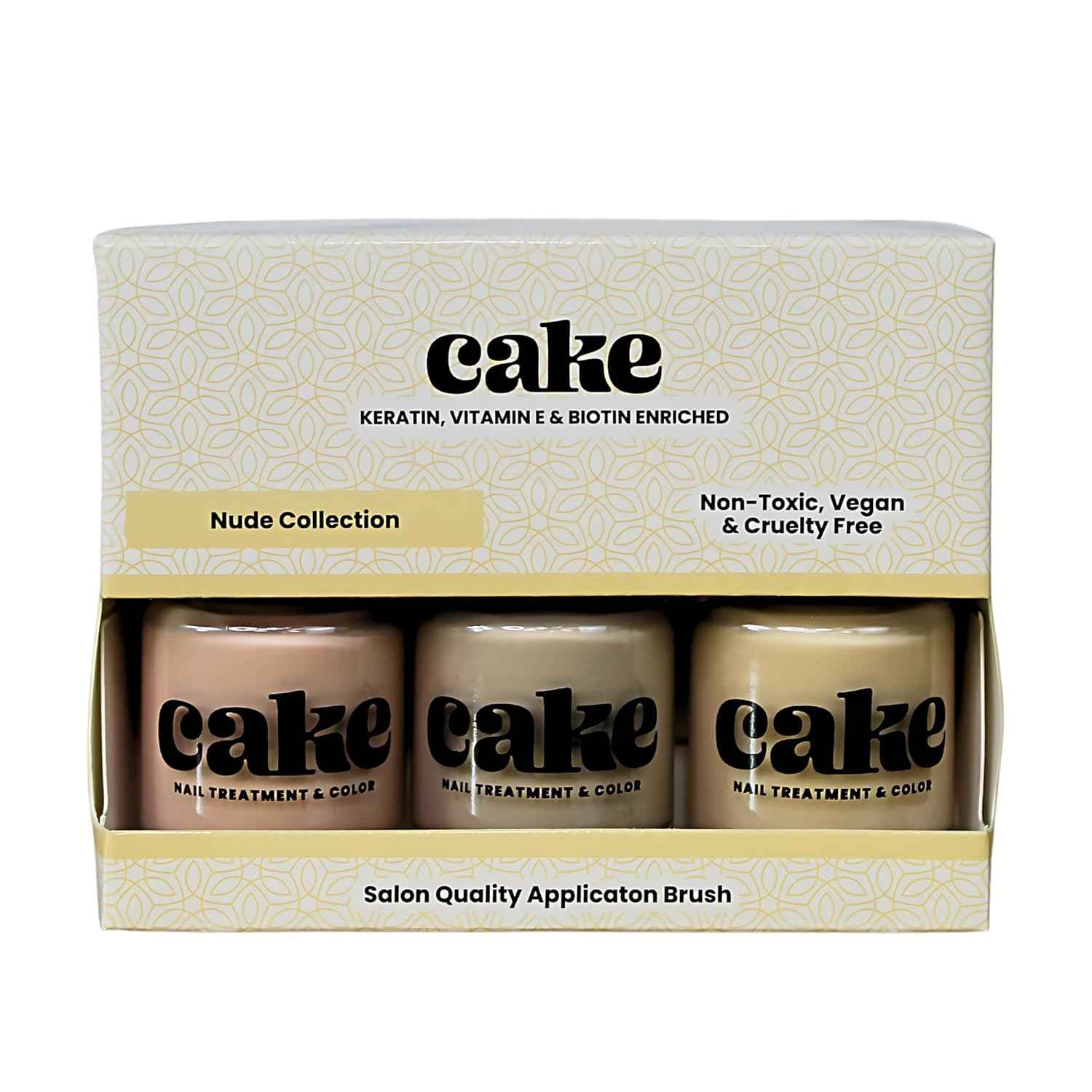 Non-Toxic Nail Polish 3-Pack - Strengthener & Growth for Damaged Nails, Quick Dry Nude Collection