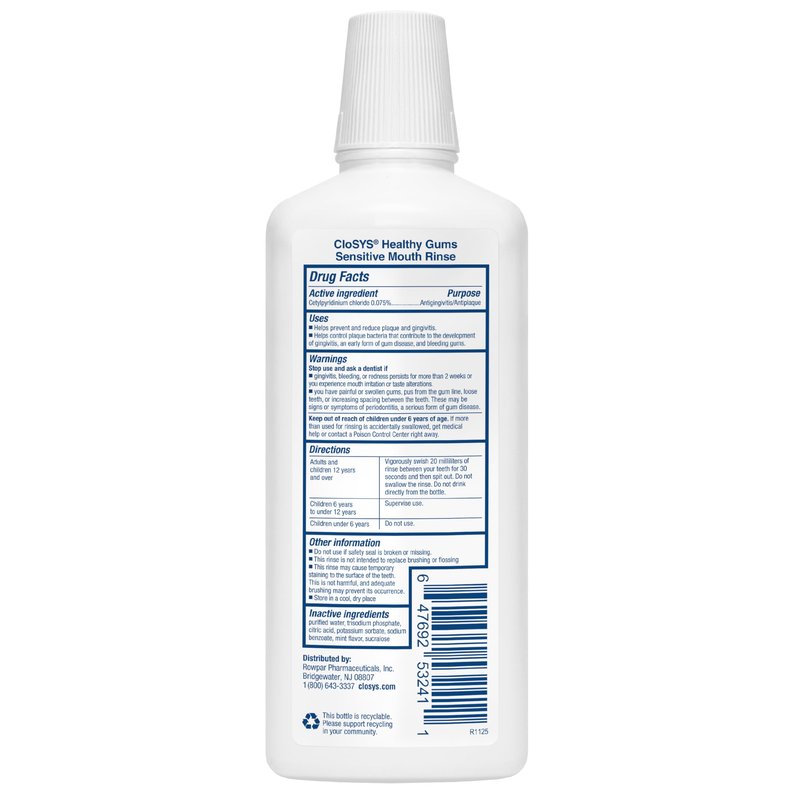 CloSYS Healthy Gums Mouthwash 32 Fl Oz, Antiplaque, Anti-Gingivitis Mouthwash, Non-Burning, Non-Irritating