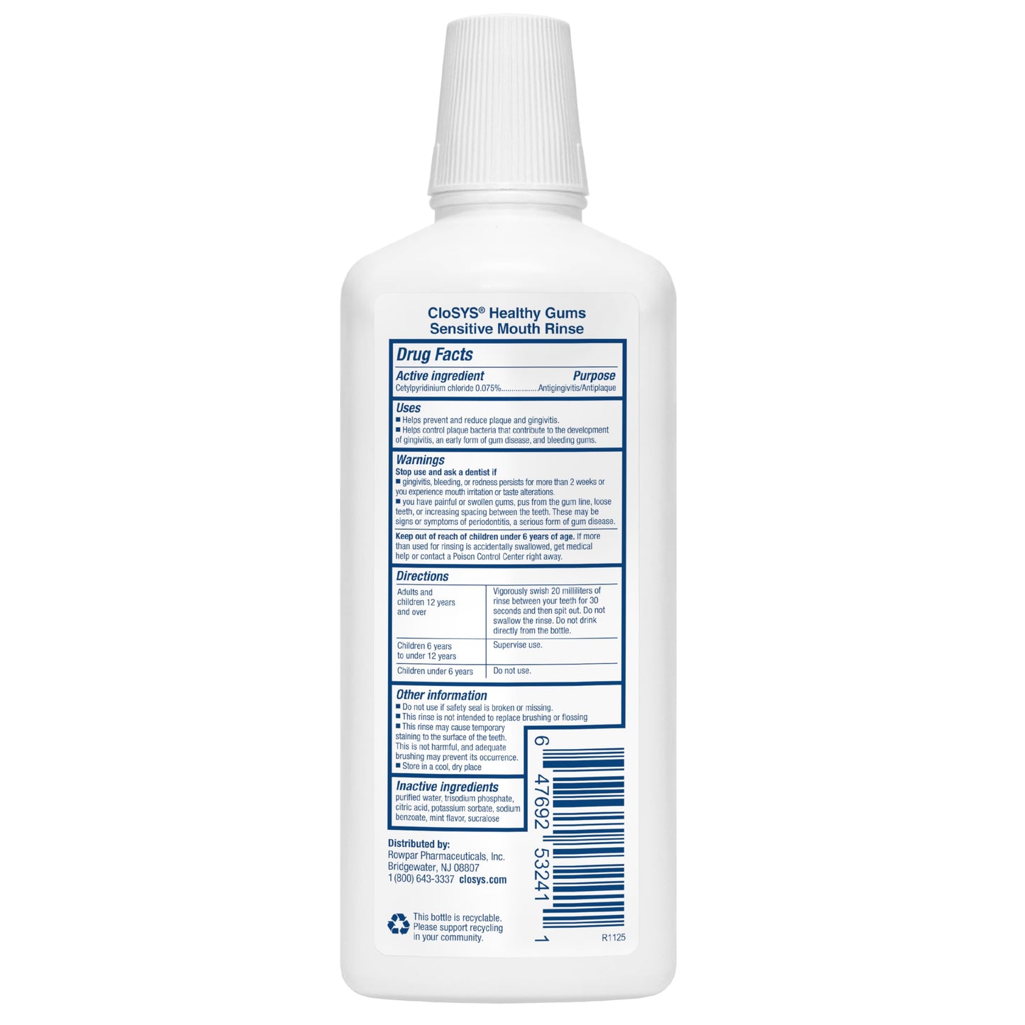 CloSYS Healthy Gums Mouthwash 32 Fl Oz, Antiplaque, Anti-Gingivitis Mouthwash, Non-Burning, Non-Irritating