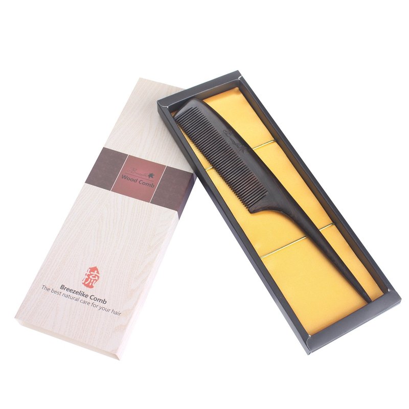 Breezelike Hair Combs - Fine Tooth Ebony Wood Comb for Women - No Static Black Sandalwood Teasing Tail Comb