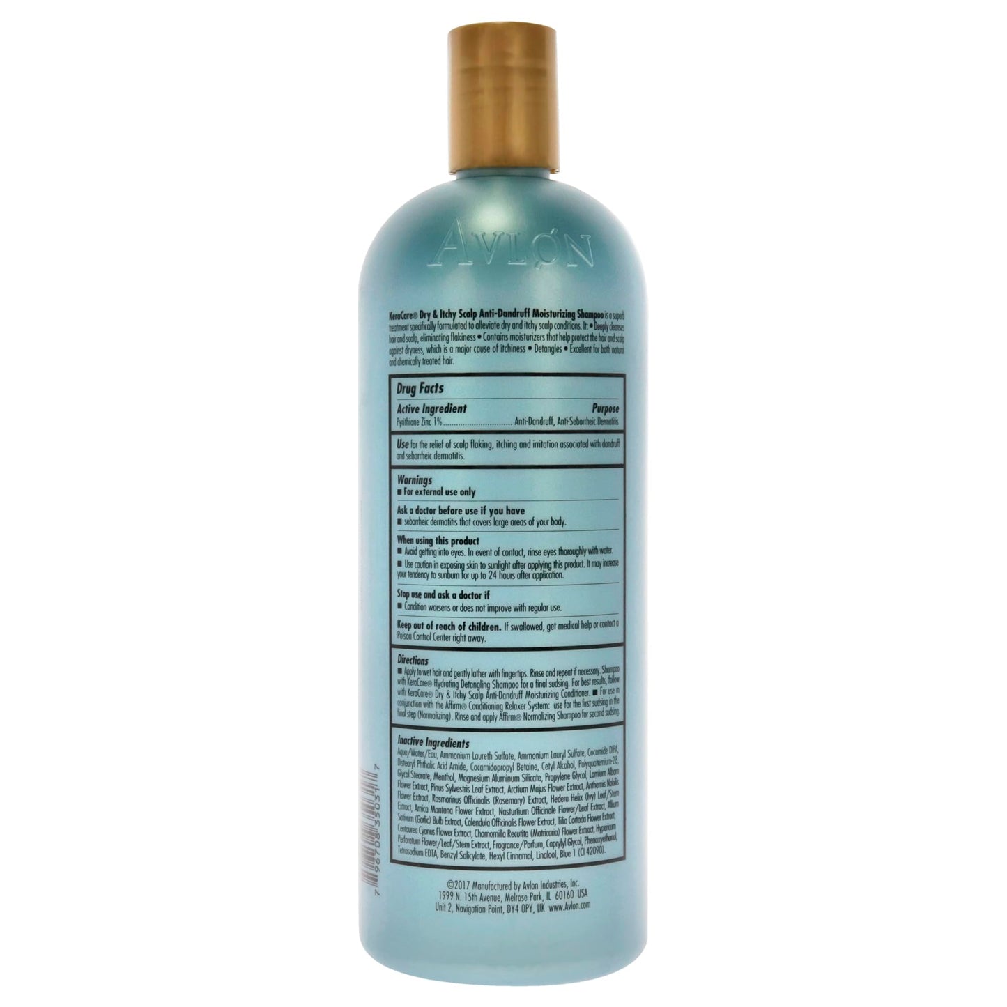 Avlon Kera Care Dry and Itchy Scalp Anti-Dandruff Moisturizing Shampoo Unisex, 32 Ounce