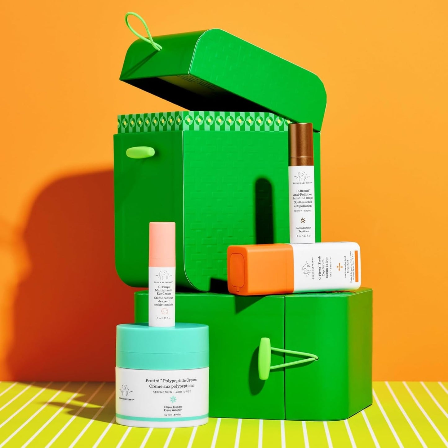Drunk Elephant Resort to This Day Kit - Includes Protini Cream (50 ml/1.69 fl oz), C-Firma (15 ml/.5 fl oz), D-Bronzi (8 ml/.27 fl oz), and C-Tango (5 ml/.16 fl oz)