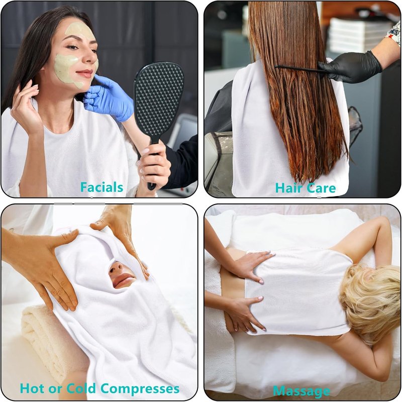 Facial Towels for Estheticians - Soft Microfiber U-Shaped Spa Towels | 6 Pack, White