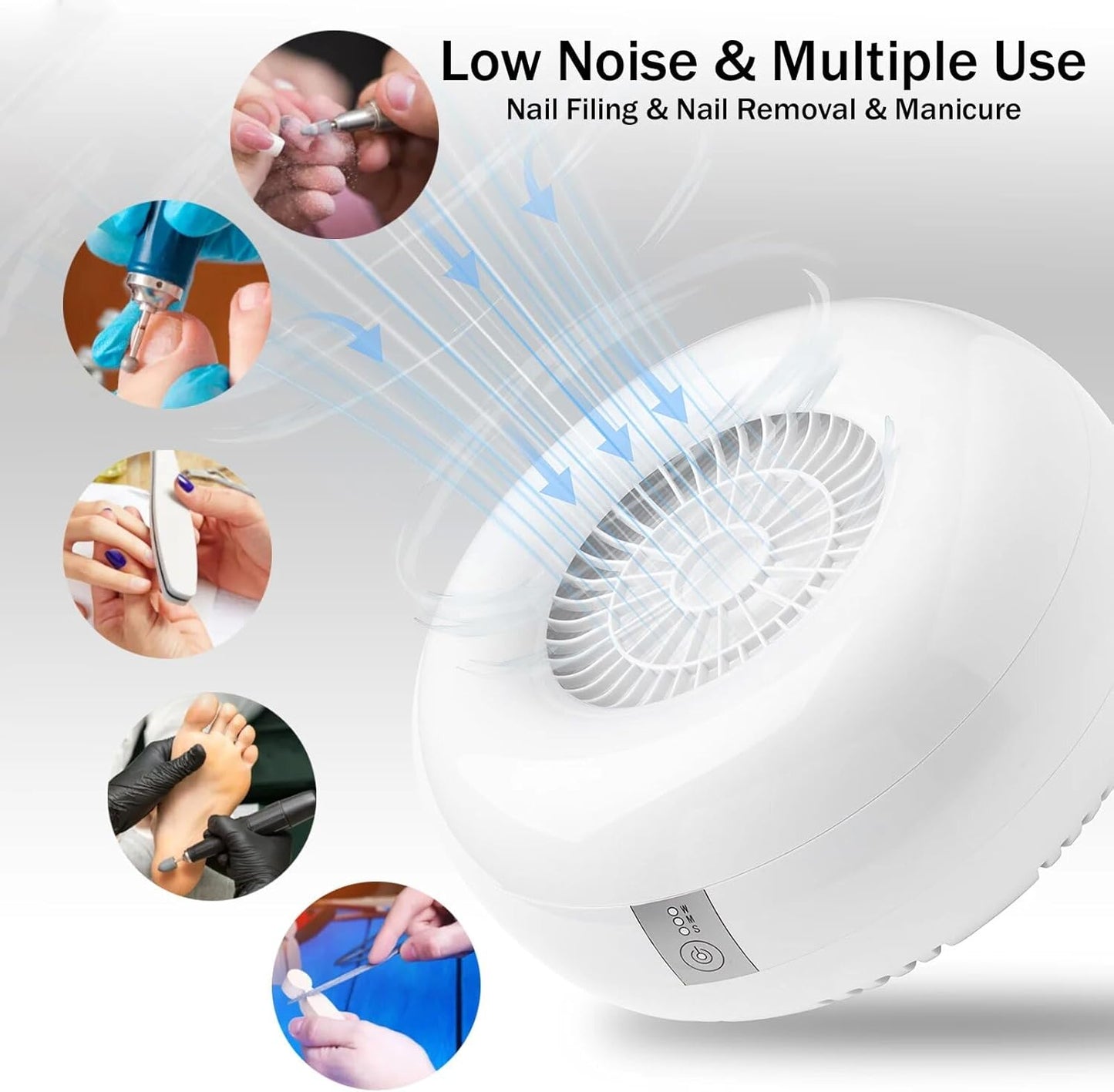 Nail Dust Collector Vacuum with Strong Suction & Reusable Filter for Acrylic Nails