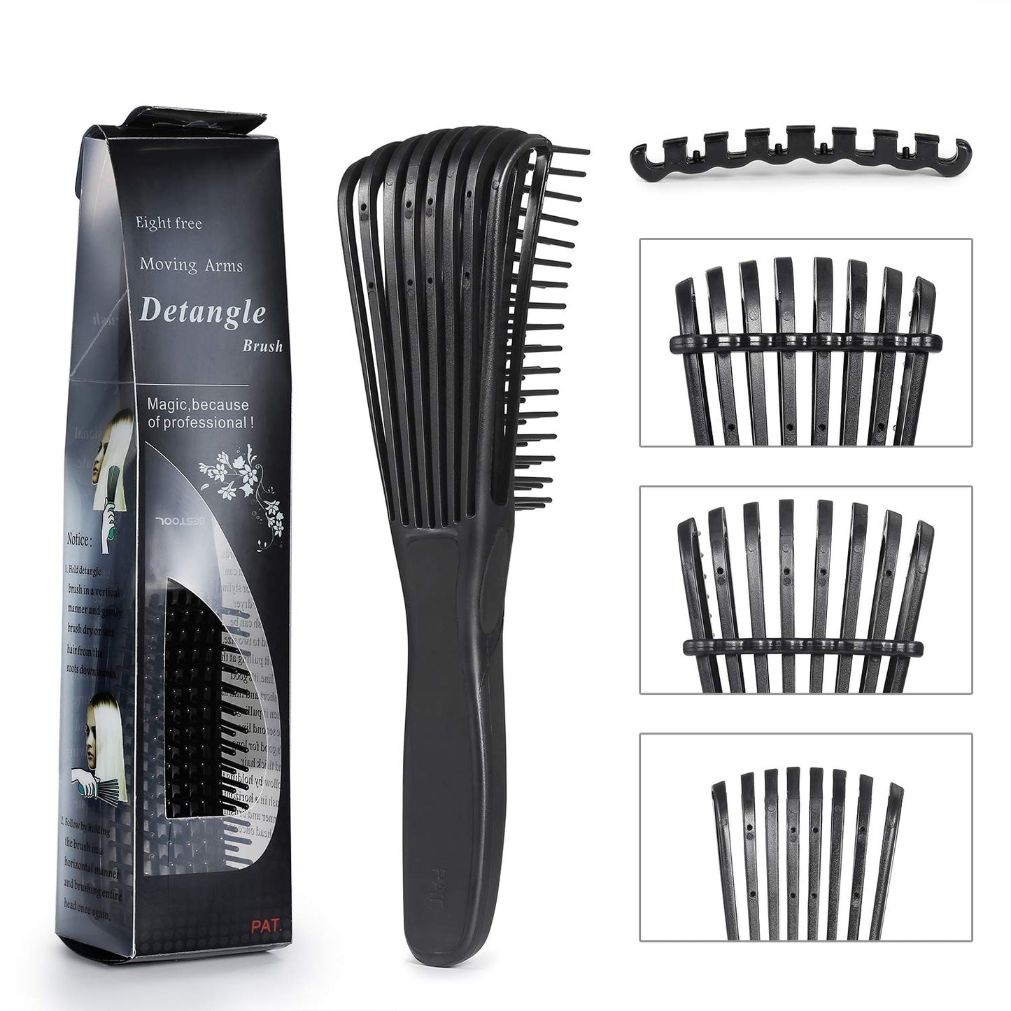 BESTOOL Detangling Brush for Natural Hair-Detangler for Afro America 3a to 4c Kinky Wavy, Curly, Coily Hair, Detangle Easily with Wet/Dry, Apply Conditioner/Oil