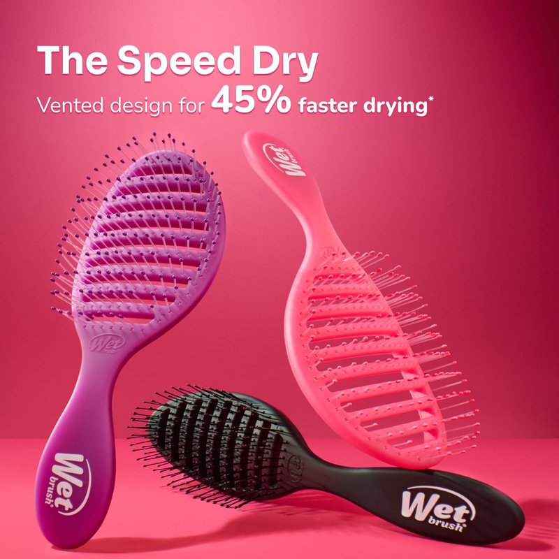 Speed Dry Hair Brush - Vented Design with Soft HeatFlex Bristles for Pain-Free Styling | Pink Sweet Seaglass