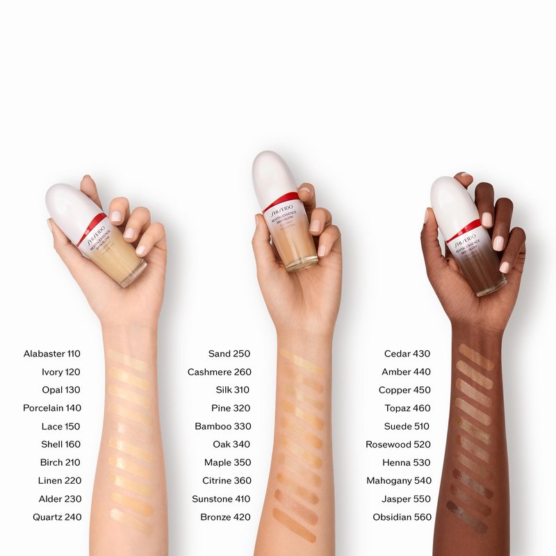 Shiseido RevitalEssence Skin Glow Foundation SPF 30, 320 Pine - Buildable, Medium Coverage - 24-HR Hydration & 12-HR Wear - Transfer, Crease & Fade Resistant - Non-Comedogenic - All Skin Types