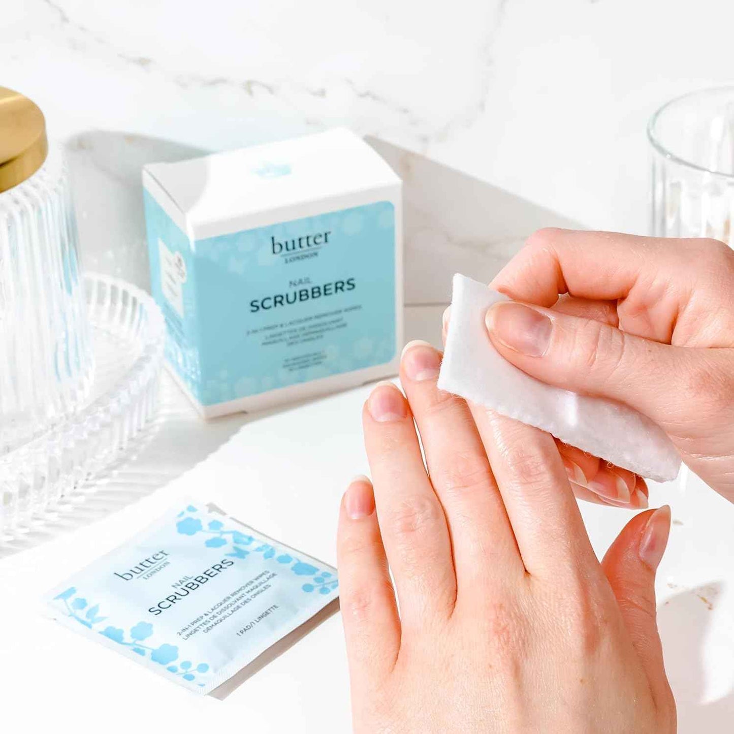 Butter LONDON 2-in-1 Nail Polish Remover Pads - Travel-Friendly Gel Scrubbers, Cruelty-Free