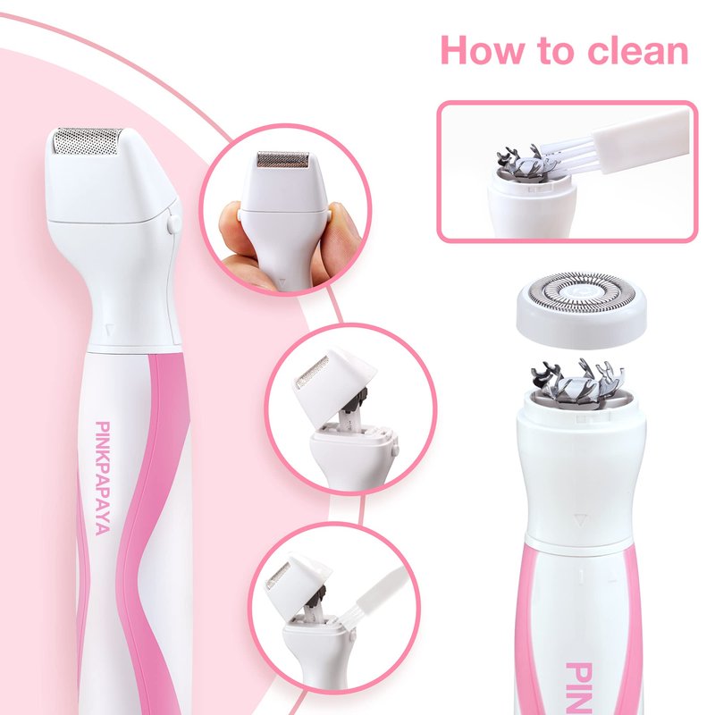 Pinkpapaya Electric Bikini Trimmer for Women,4 in 1 Electric Shaver,Bikini Line Hair Removal and Facial Hair Remover,Face Razors & Nose Hair Trimmer,Women's Grooming Kit,Tomato/p9k8
