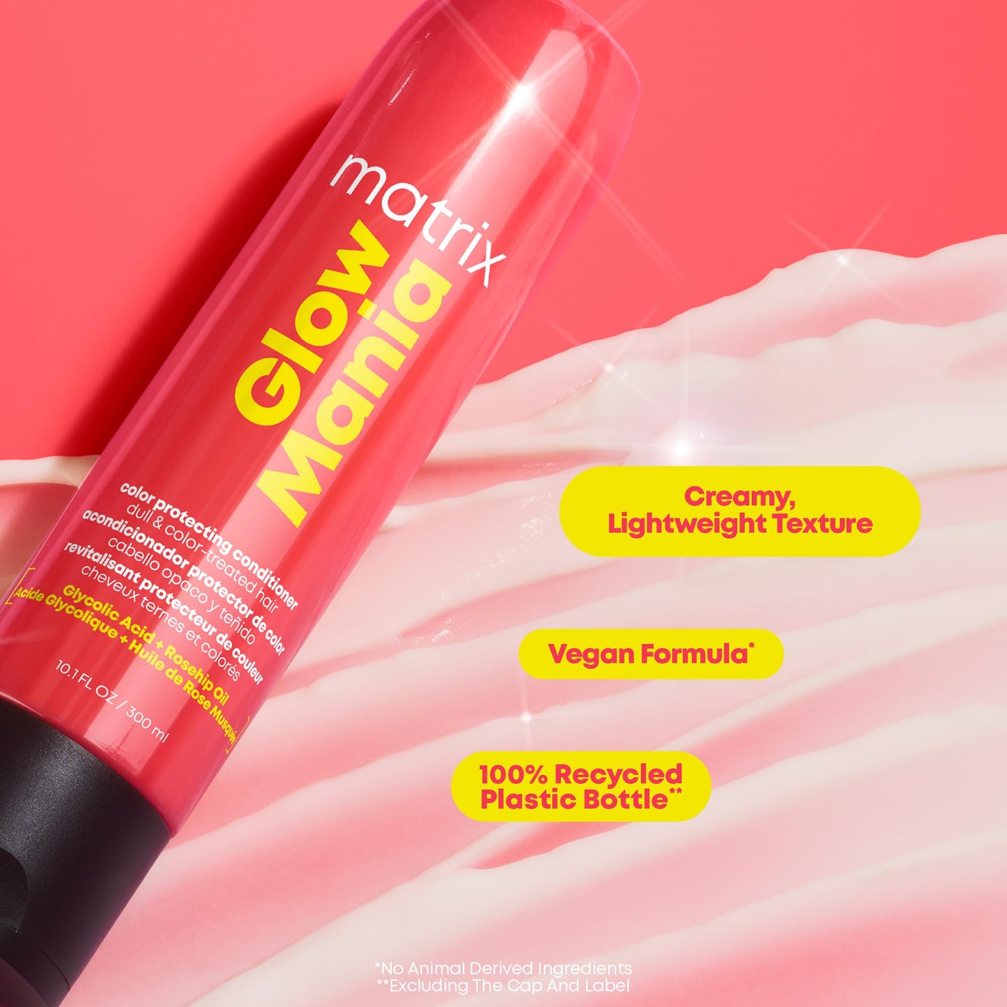 Matrix Glow Mania Conditioner - Enhances Shine and Moisturizes, Preserves and Protects Color Vibrancy, For Dull and Color-Treated Hair, Sulfate-Free, With Glycolic Acid & Rosehip Oil, 33.8 Fl Oz