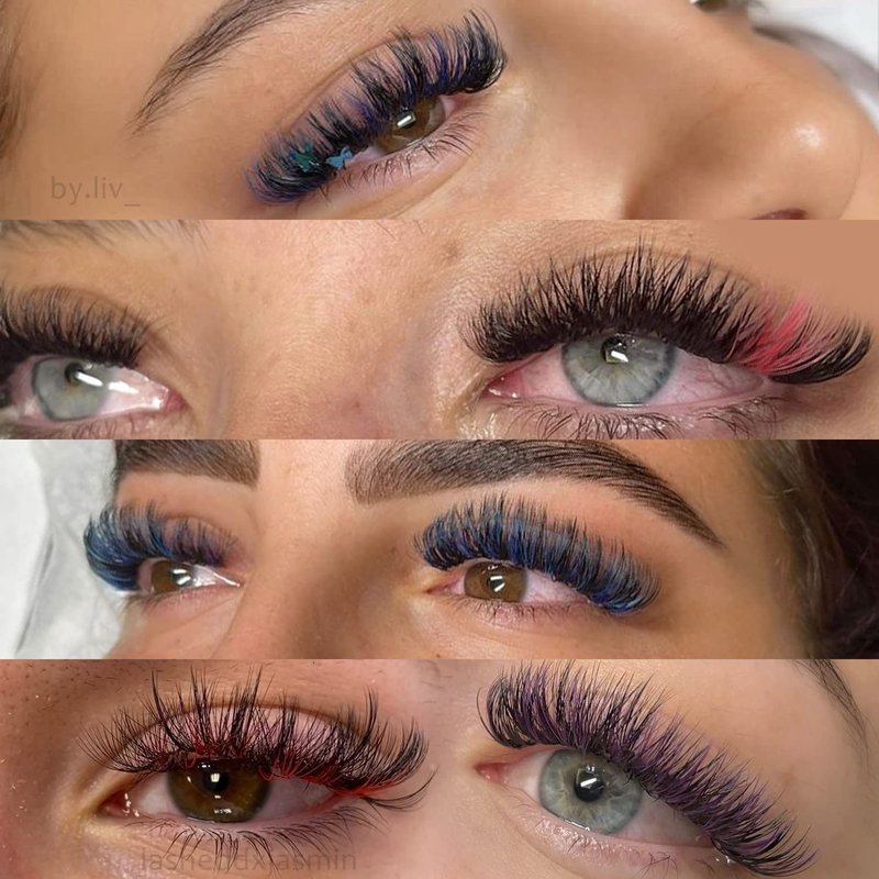 VAVALASH Colored Easy Fan Eyelash Extensions 0.07 C Curl 8-15mm Mixed Tray Blue Self Fanning Lashes 2D-10D Colorful Volume lash extensions(Blue,0.07-C-8-15 Mix)