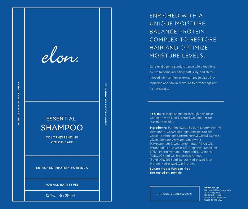 Elon Essential Shampoo for Damaged Hair — For Dry Hair, Color-Safe & Color-Extending Hair Repair & Hydrating Shampoo — Sulfate Free & Paraben Free (12 Fl Oz)