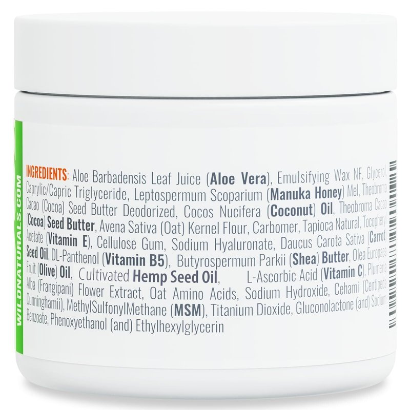 Wild Naturals Manuka Honey Face Cream for Dry Skin - Cream Moisturizer for Sensitive Skin - Soothing & Redness Relief for Dry Skin - Face, Hand & Body Moisturizer for Women & Men