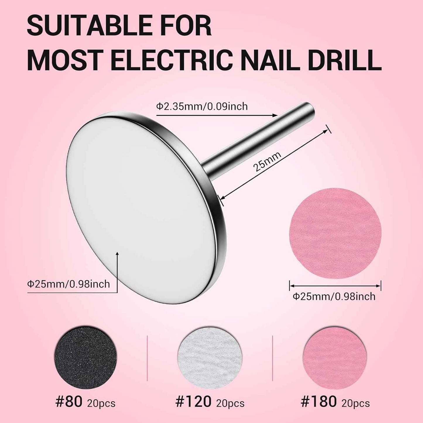 5-in-1 Nail Drill Bits Set with 60 Replacement Sandpaper Discs - MelodySusie