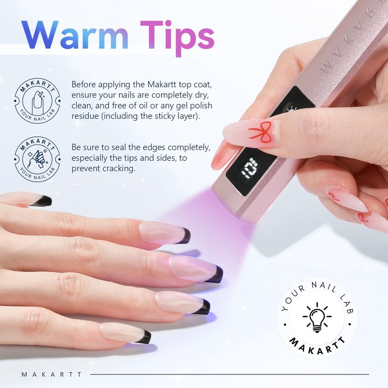 Makartt Gel Top Coat - 2 PCS No Wipe Top Coat Gel Nail Polish High Glossy Shine Finish Long Lasting, 10ML Clear Soak Off UV Nail Lamp, Salon Quality Art Design for Home Use Beauty Spring Gift