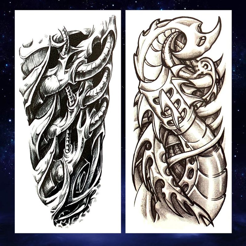 Oottati 8 Pieces Large 3D Mechanical Parts Gear Arm Eyeball Muscle Body Art Temporary Tattoo