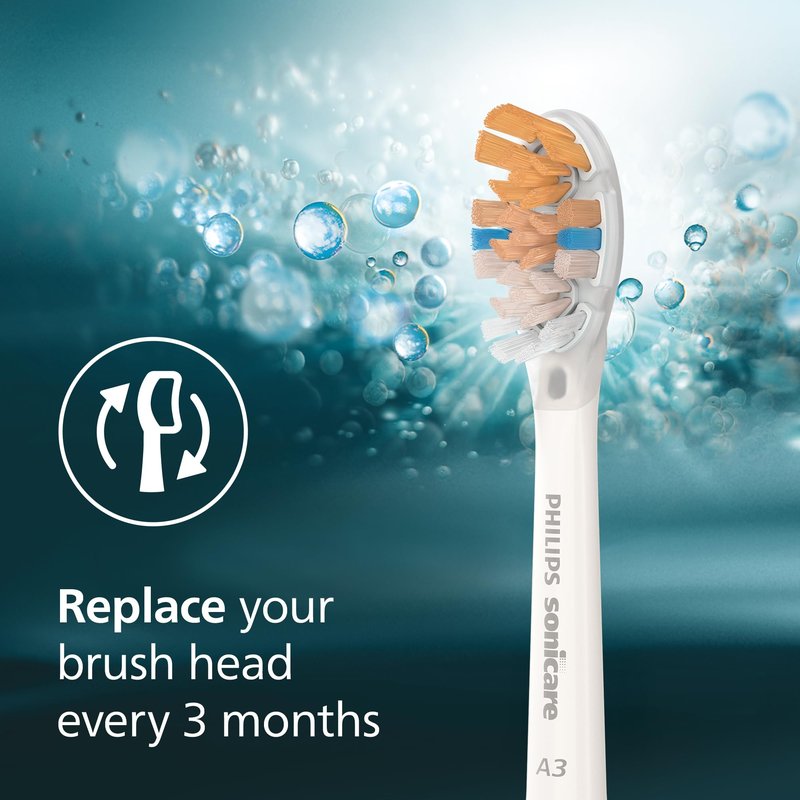 Philips Sonicare A3 Premium All-in-One, Genuine Replacement Toothbrush Heads, White, 2 Pack, HX9092/65