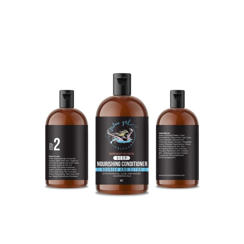 Swim Girl Skincare | Deep Nourishing Conditioner | Nourish and Detox | With Charcoal, Aloe, and Natural Nourishing Oils | Inspired Beauty for Athletes | 8 fl oz (Pack of 1)