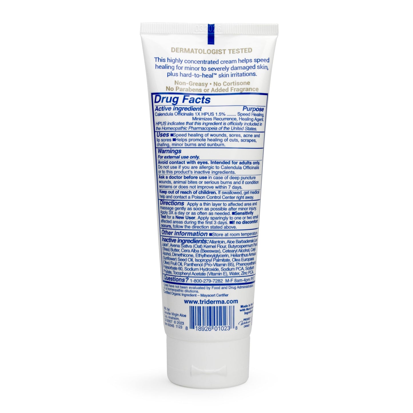 TriDerma Intense Fast Skin Healing Cream for Hard-to-Heal Skin Irritations, Sores, Rashes, Dry, Cracked Hands, Cuts, Chafing, Burns, Scrapes - First Aid Kit Essential - FSA Eligible - 4.0 oz Tube