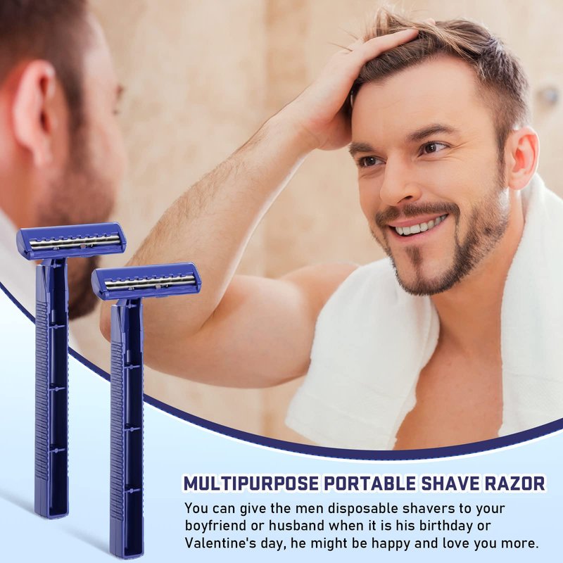 Chumia Twin Blade Razors for Men Stainless Steel Disposable Razors Men Bulk Plastic Shavers Multipurpose Portable Manual Disposable Shavers for Bathing Hotel Travel(195 Pieces)