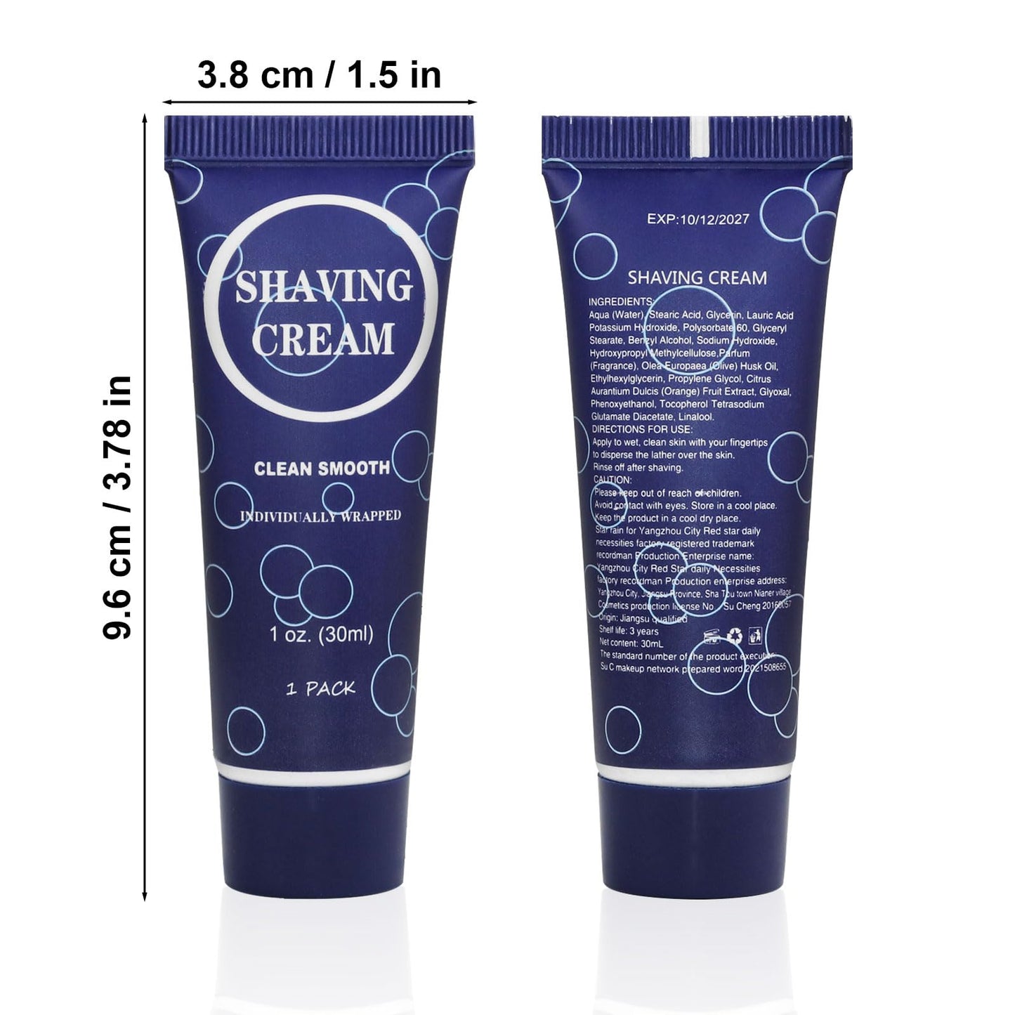 Travel Shaving Cream for Men, Individually Wrapped Mini Shaving Cream in Bulk, Disposable Travel Size Toiletries Amenities Vacation for Hotel, Shelter/Homeless/Nursing Home/Charity 1 Oz (Pack of 100)