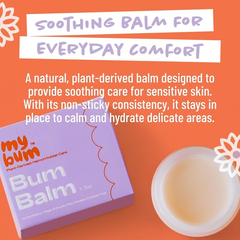 Witch Hazel Wipes and Bum Balm for Hemorrhoids Bundle, Complete Soothing Relief Kit, Gentle Daily Cleansing and Moisturizing for Sensitive Skin