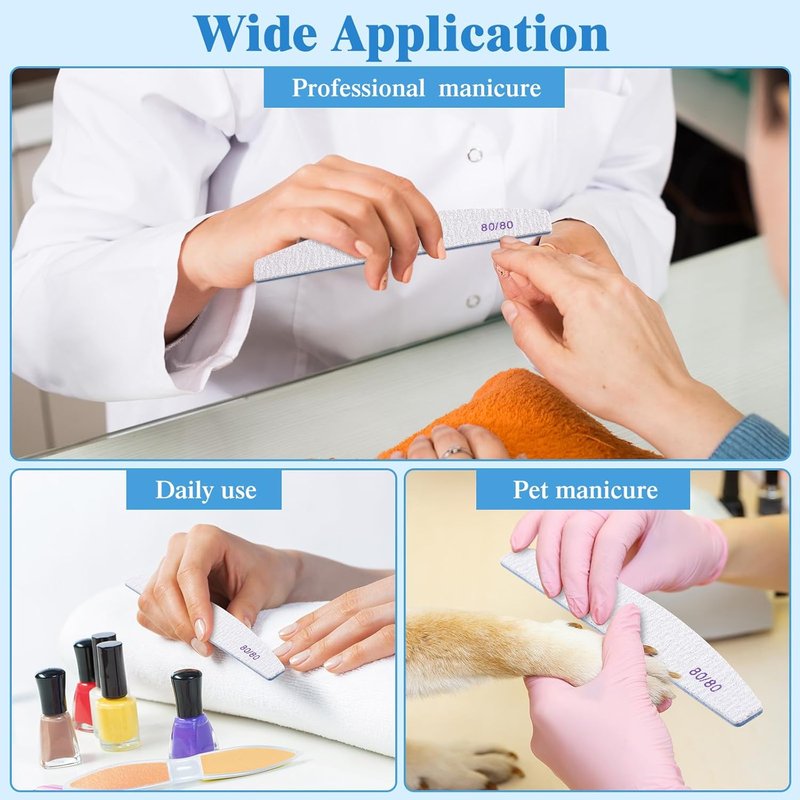 200 Pcs Nail Files - Double-Sided Emery Boards for Acrylic & Gel Nails | Professional Manicure Tools