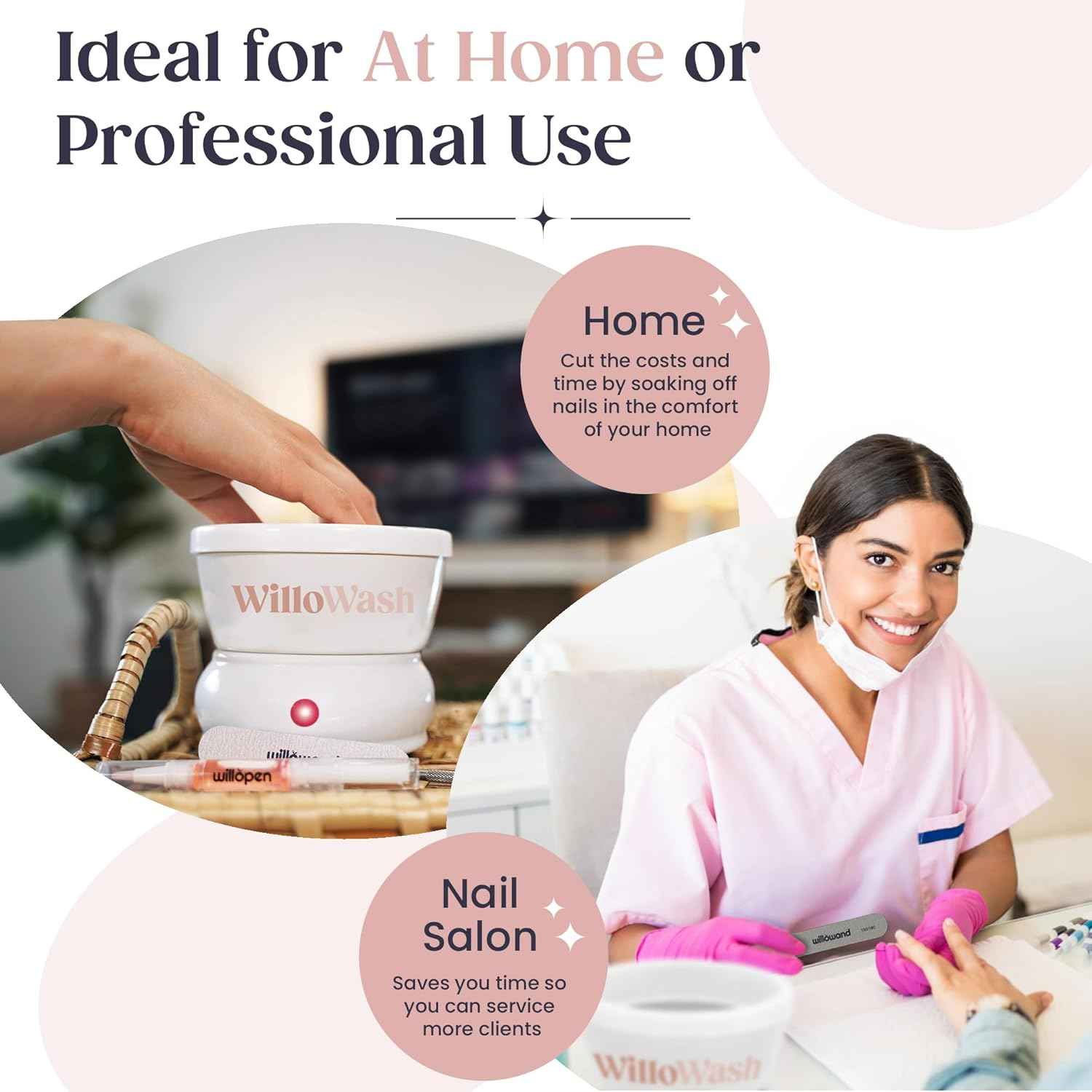 Willowash Electric Nail Soaking Bowl & Willopad Refills Bundle - Spa Quality Nail Care