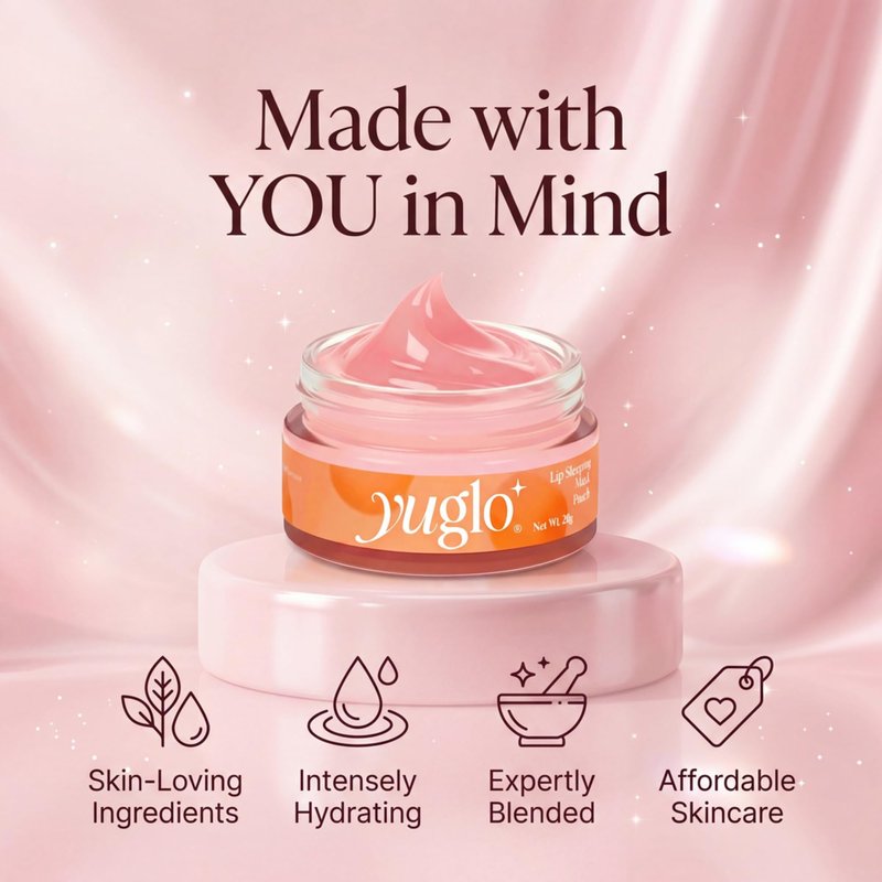 YUGLO Lip Sleeping Mask | Peach Flavor | Hydrating & Soothing Lip Treatment for Dry, Chapped Lips | Plumps & Moisturizes | Overnight Lip Repair
