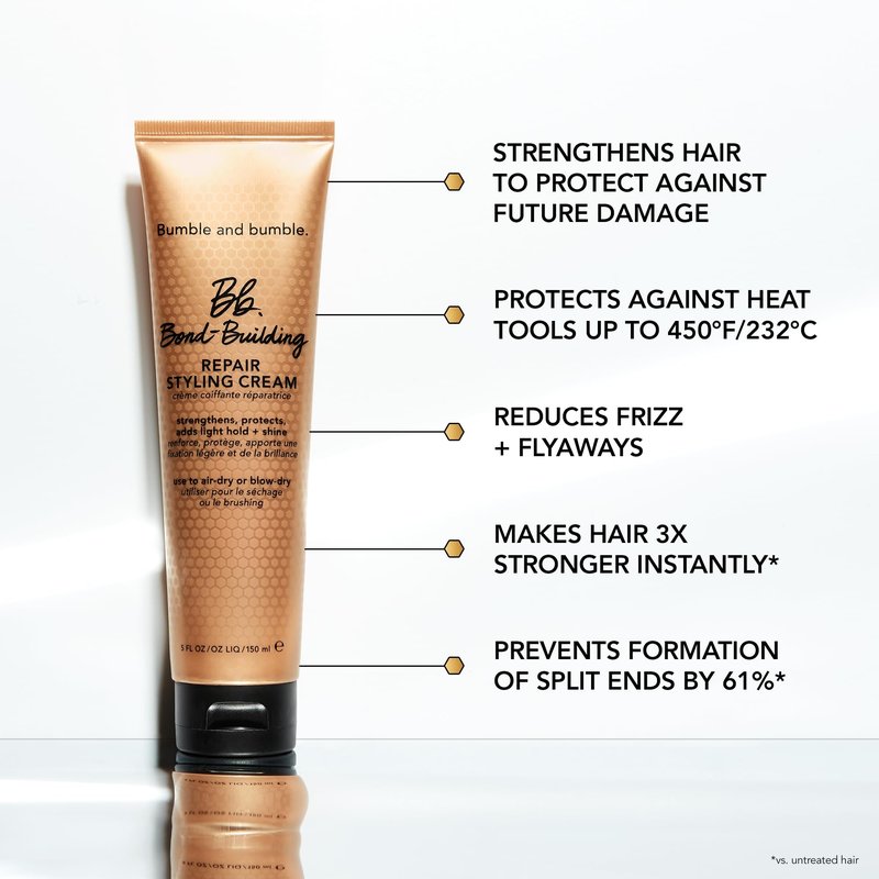 Bumble and bumble. Bond-Building Hair Repair Styling Cream | Makes Hair 3x Stronger Instantly | Prevents Split Ends | Heat Protectant | For All Damaged Types, 5 Fl Oz