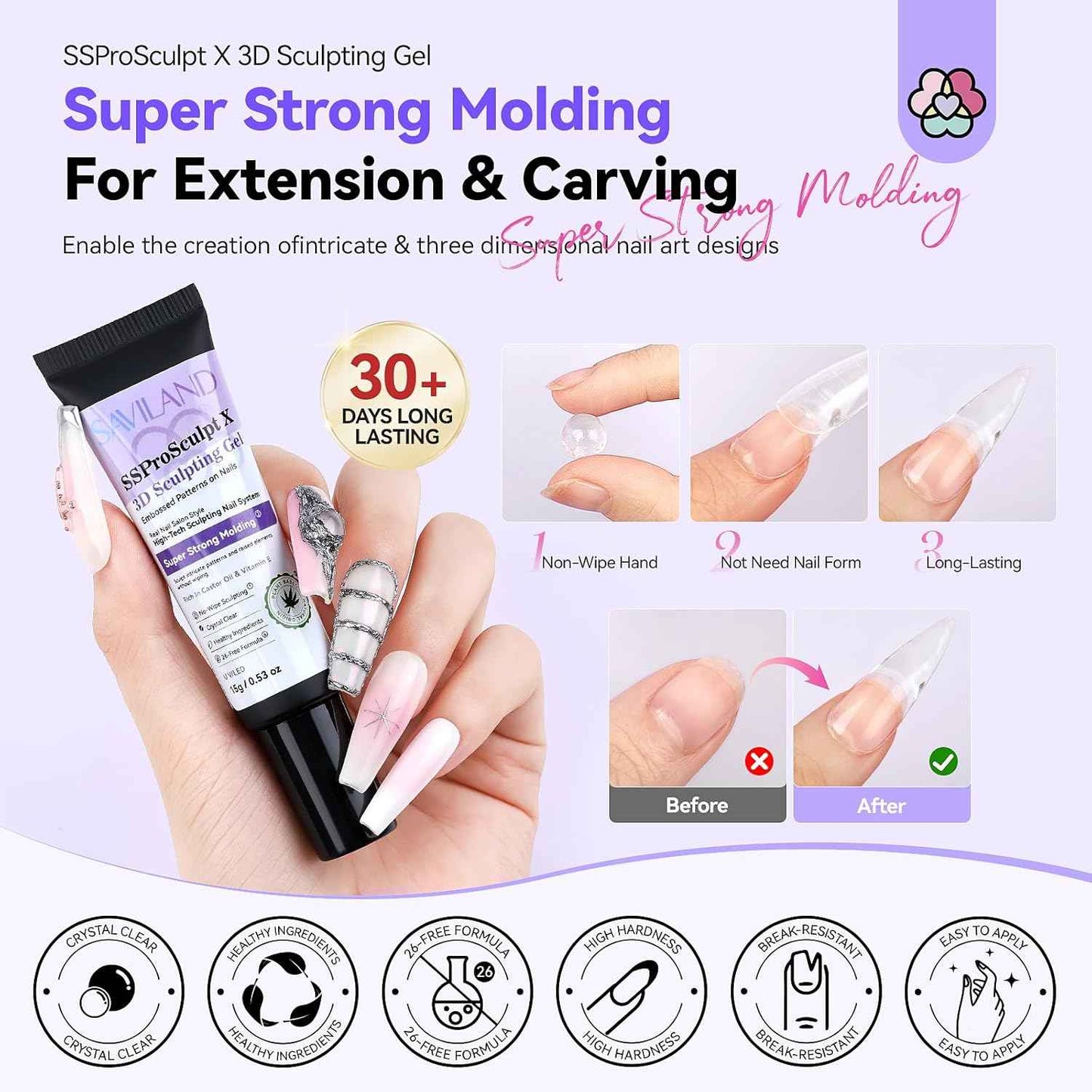 3D Gel Nail Kit with Practice Hand – Professional Acrylic Nail Art Set for Sculpting & Decoration