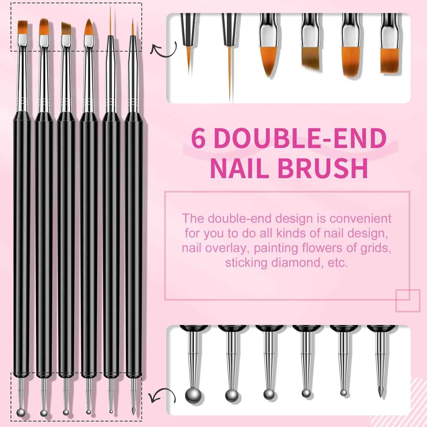 Professional SAVILAND LED & UV Builder Nail Gel Kit with 6 Double-End Nail Art Tools