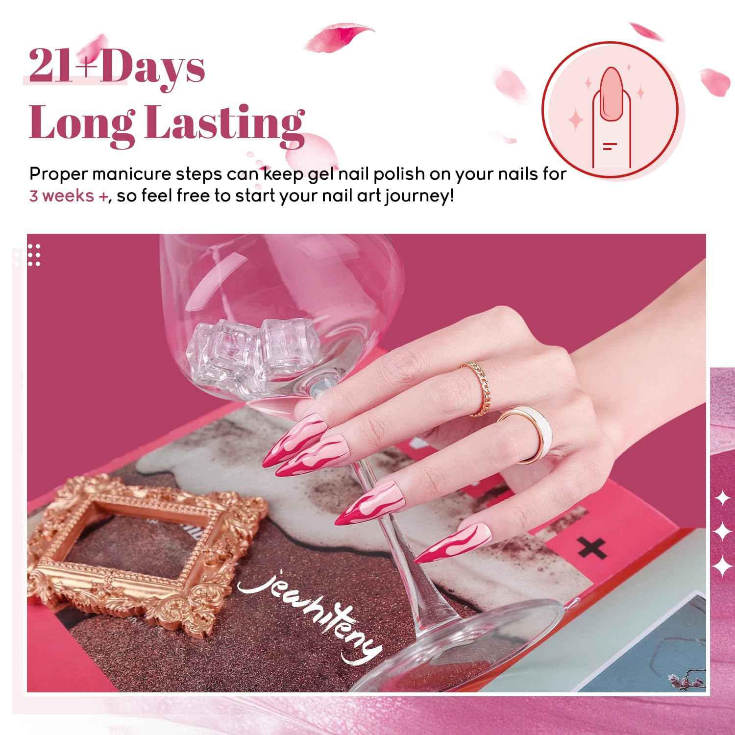 45PCS Gel Nail Polish Kit with UV LED Nail Lamp & 10ML Base & Top Coats