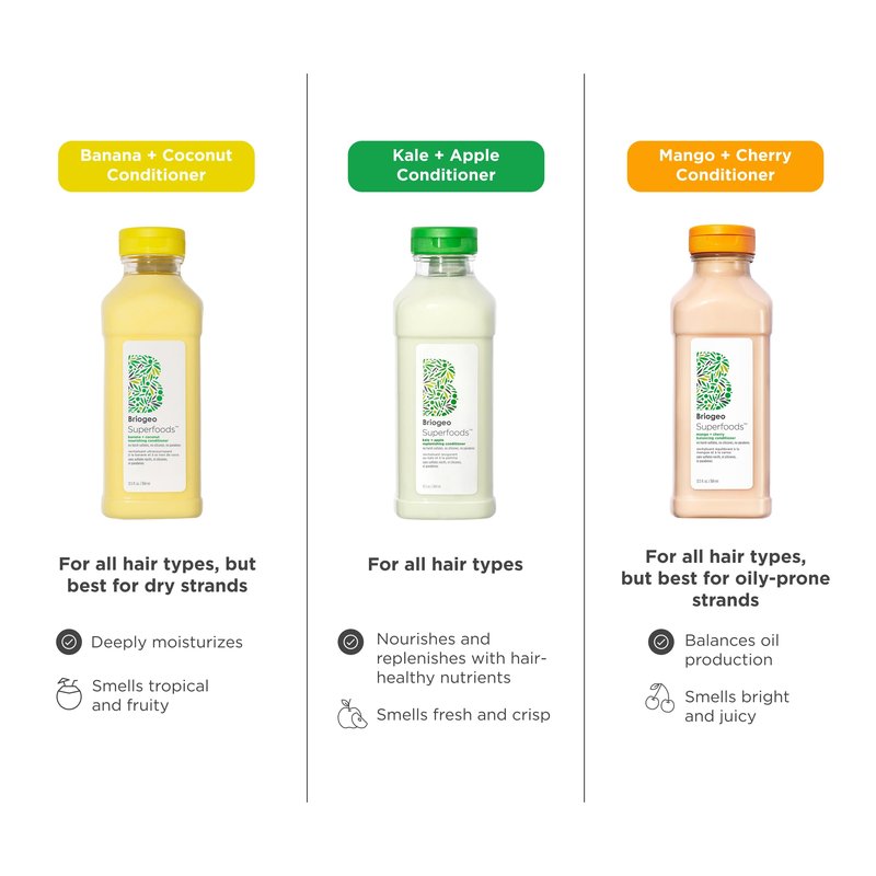 Briogeo Superfoods Mango + Cherry Balancing Conditioner for Oily Hair | Lightweight Hydration & Oil Control | Vegan & Cruelty-Free | 12.5 fl oz