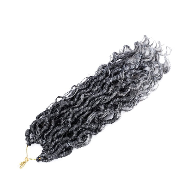 14 Inch Goddess Locs Crochet Hair for Black Women 6 Packs, T1B/Grey
