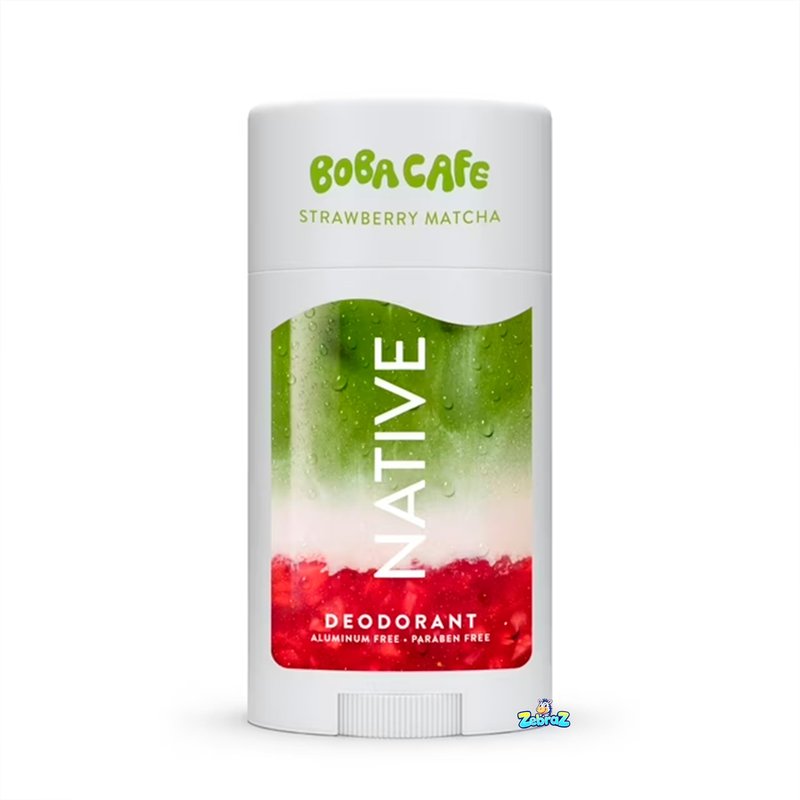 Native Aluminum Free Deodorant, Limited Edition Strawberry Matcha, 72 Hour Odor Protection, for Women and Men, Boba Café, 2.65oz - Pack Of 02