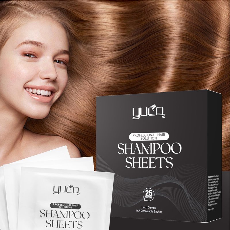 YUCO Travel Hair Shampoo Sheets Travel Pack 25 Tablets,Individual Sachet,for Hair Washing,Calendula officinalis Scent,For Gym,Camping,Vacation,Hotels,Hospital,Business Trip,Flight Travel Essentials