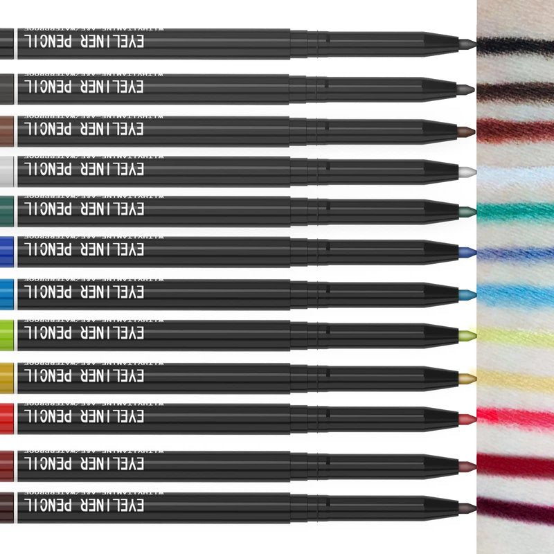 KAIQIKAIXI 12 Kinds Of Color Eyeliner Pen, Eyebrow,Eye Shadow Pencil, Lip Line Pen, Eyelid Pad, Pencil Makeup Set Tool 12PCS (Multicolor)