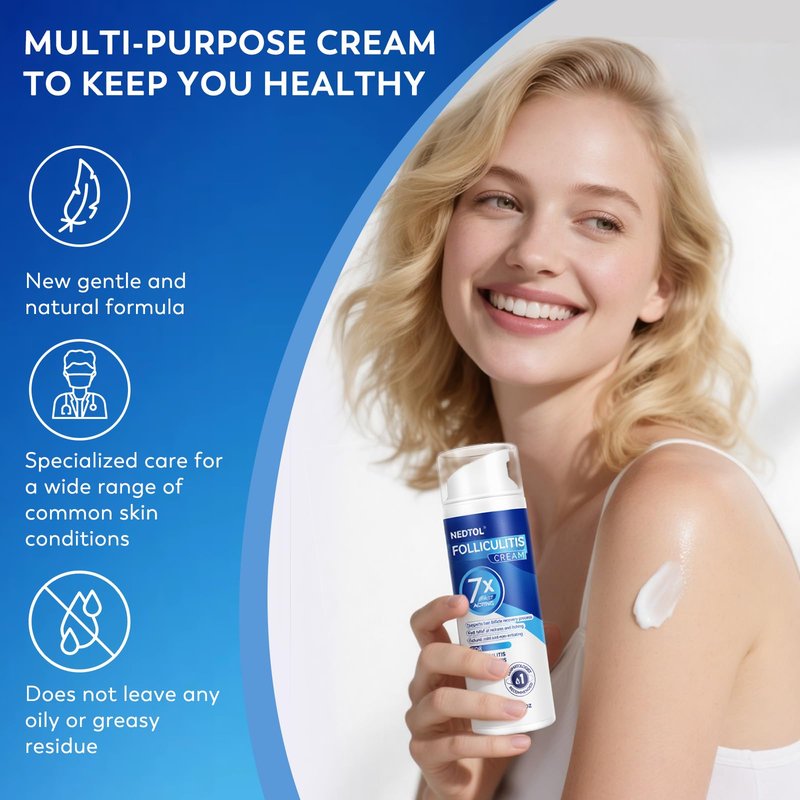 Nedtol Folliculitis Treatment Cream, 7X Stronger Ointment, for use on Hair-Growing Areas, relieves itching, Redness, and Bumps, Powerful Skin Care – 130g