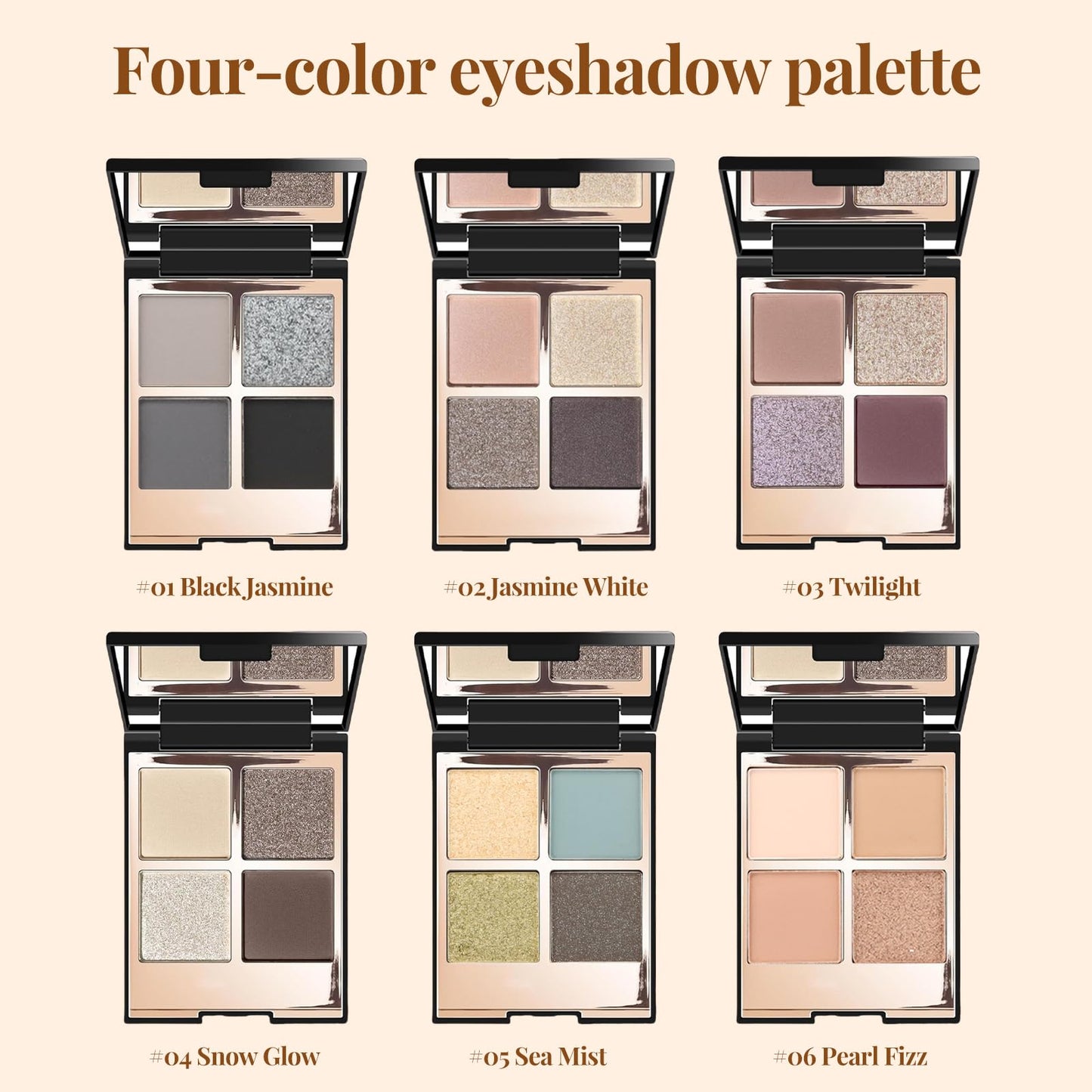 YiGuMy Matte & Shimmer Eyeshadow Palette - Waterproof Long-Lasting Neutral Browns, Champagne & Taupe Kit with Blending Brush, Travel Compact, High Pigment Creamy Shades (Pearl Fizz)
