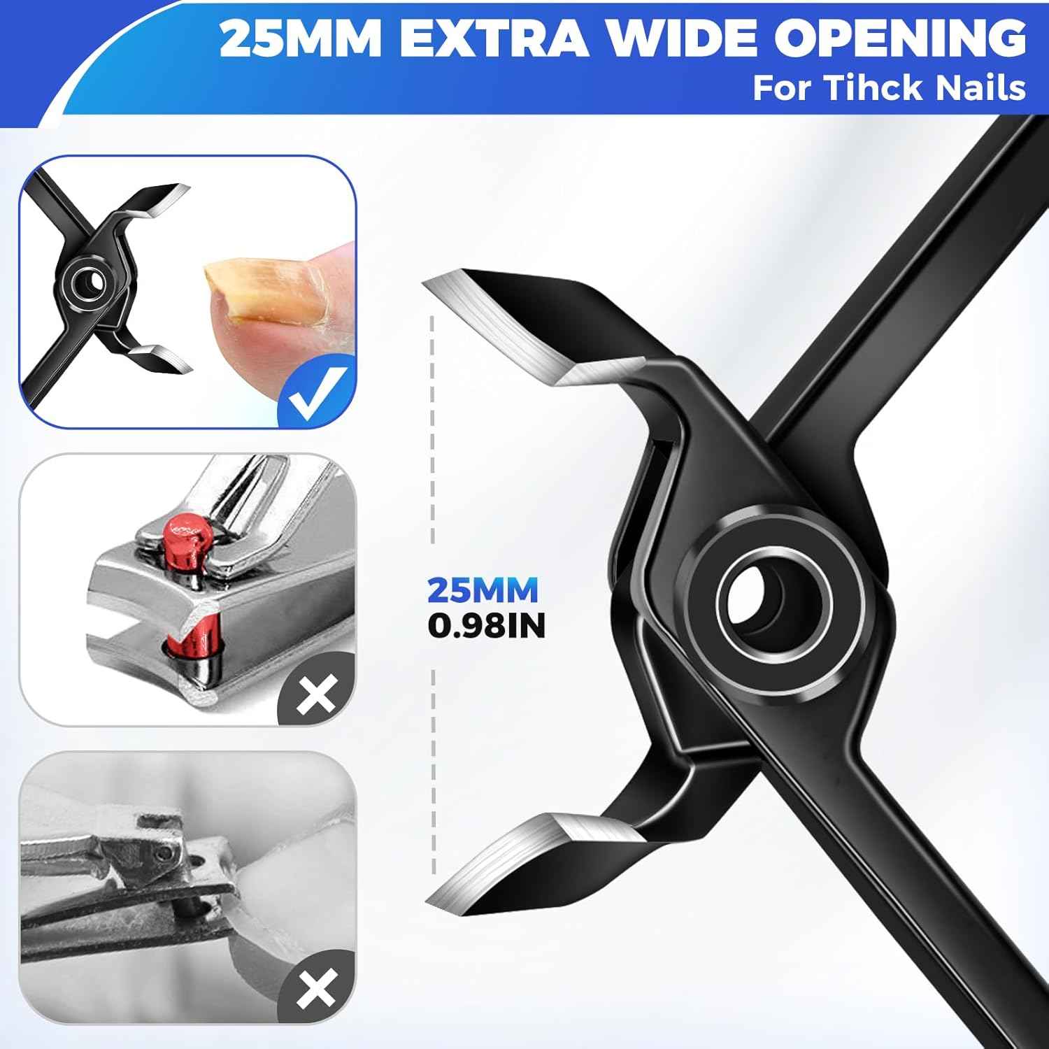 Heavy-Duty Nail Clippers for Thick Nails - Angled Toe & Ingrown Nail Trimmers for Men