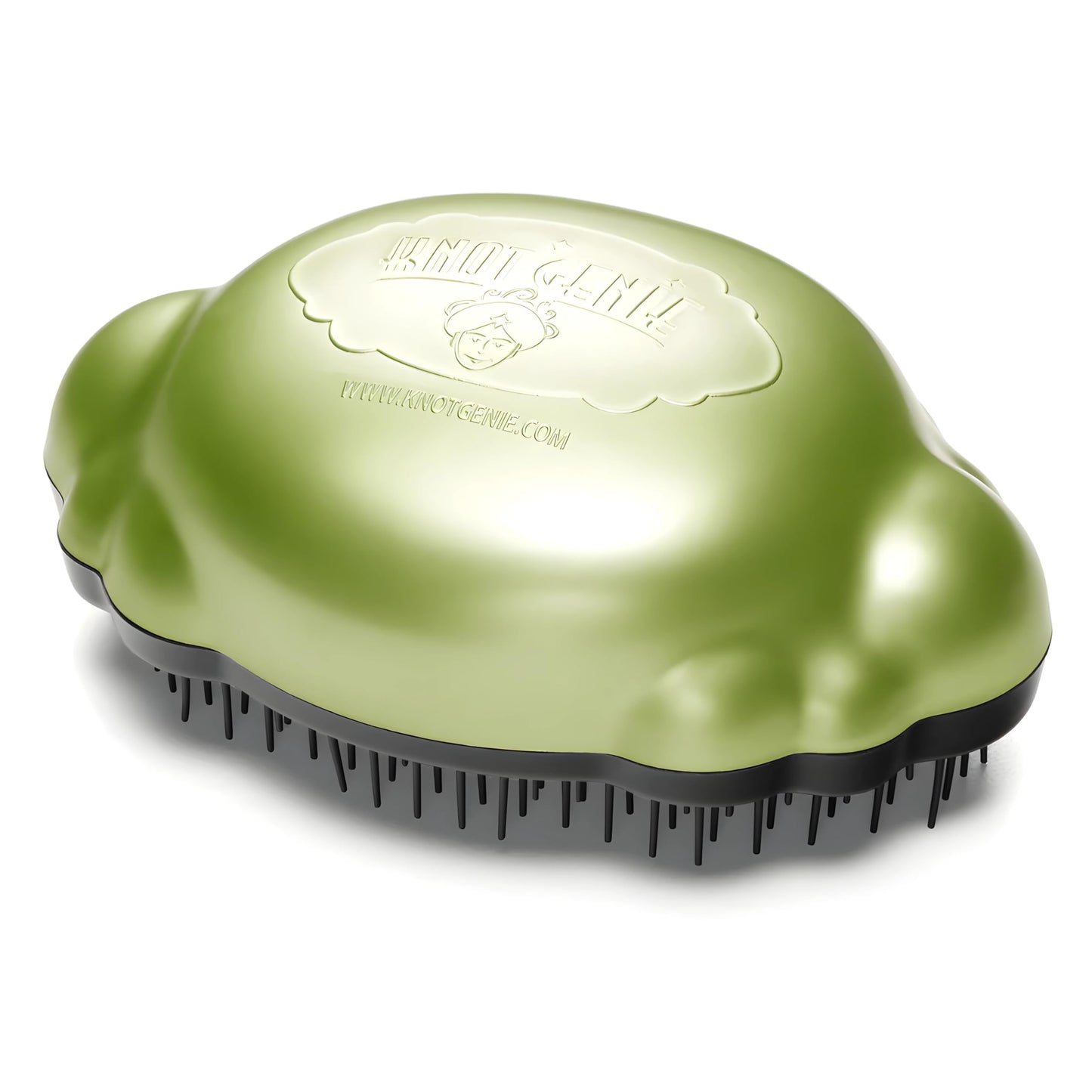 Knot Genie Teeny Detangling Hair Brush for Kids (Leaves of Green) | Perfect Detangling Brush for Curly Hair, Gently Separate Tangles, Leaves Hair Smooth and Shiny | The Pain Free Knot Detangler